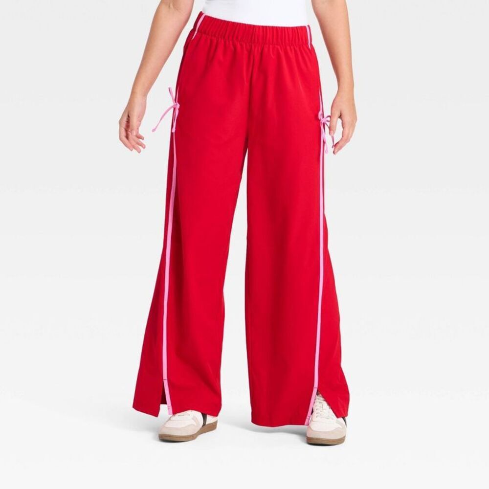 Women's Woven High-Rise Bow Track Pants - All In Motion Red M - Picture 4 of 5